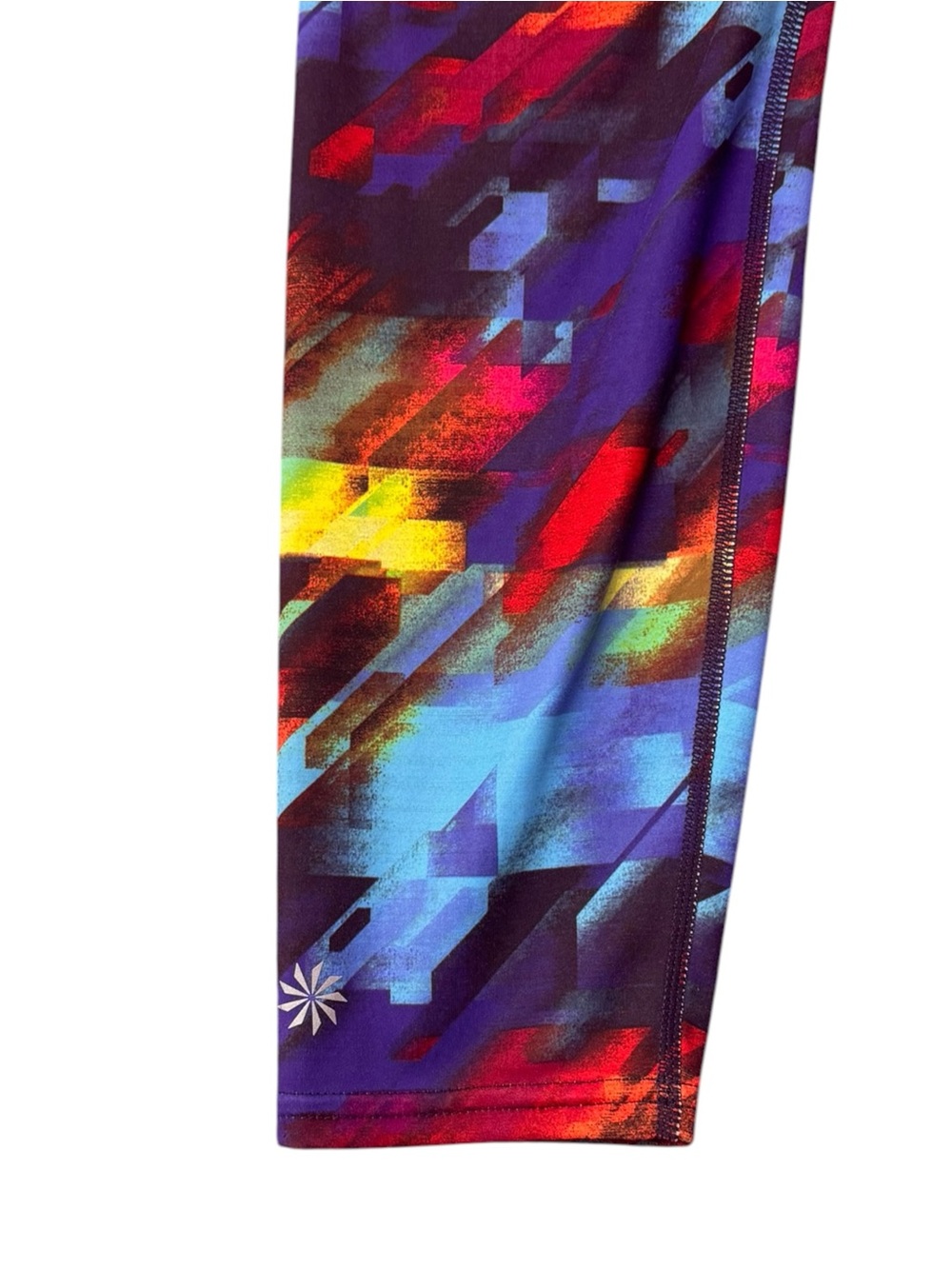 Athleta Pixel Print Running Leggings Medium Hidden Zip Pocket Colorful - Picture 4 of 6